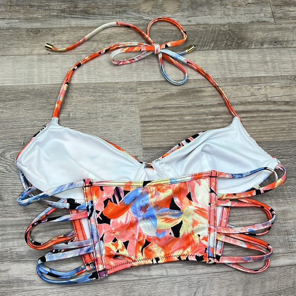 Victoria's Secret Strappy Longline Tropical Floral Bikini Swim Set NEW - Picture 8 of 16